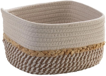 Home4You Aufbewahrungskorb 20 x 15 cm Beige Weiß Baumwolle