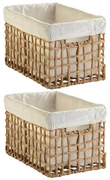 Home4You Aufbewahrungskörbe 2er Set 30 x 19 cm Beige Braun mit Stoffeinsatz 2er Set
