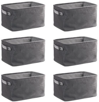 Home4You Aufbewahrungskörbe 6er Set 33 x 23 cm Grau Samt mit Griffen 6er Set