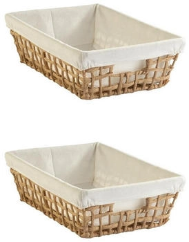 Home4You Aufbewahrungskörbe 2er Set 35 x 25 cm Beige Braun mit Stoffeinsatz 2er Set