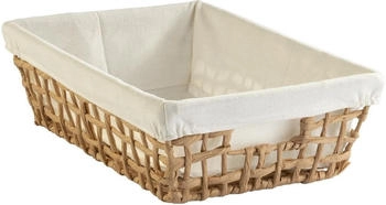 Home4You Aufbewahrungskorb B 35 cm 35 x 25 cm Beige Braun Draht Papier mit Stoffeinsatz