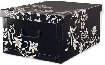 Home4You Aufbewahrungsbox 51 x 37 cm Schwarz recycelter Karton mit Ranken