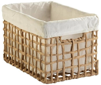 Home4You Aufbewahrungskorb B 30 cm 30 x 19 cm Beige Braun Draht Papier mit Stoffeinsatz