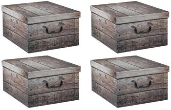 Home4You Aufbewahrungsboxen 4er Set 51 x 37 cm Grau Weiß recycelter Karton Holzkistenoptik 4er Set