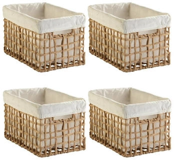 Home4You Aufbewahrungskörbe 4er Set 30 x 19 cm Beige Braun mit Stoffeinsatz 4er Set