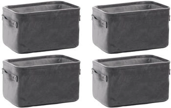 Home4You Aufbewahrungskörbe 4er Set 30 x 21 cm Grau Samt mit Griffen 4er Set