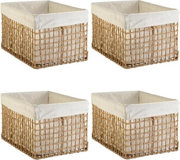 Home4You Aufbewahrungskörbe 4er Set 40 x 25 cm Beige Braun mit Stoffeinsatz 4er Set
