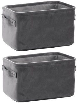 Home4You Aufbewahrungskörbe 2er Set 30 x 21 cm Grau Samt mit Griffen 2er Set