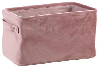 Home4You Aufbewahrungskorb 33 x 23 cm Rosa Samt mit Griffen