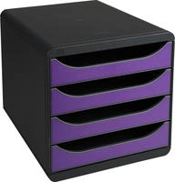 Exacompta 310720D, Exacompta Schubladenbox Big Box 4 Schubladen, Schwarz / Violett