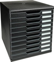 Exacompta Schubladenbox MODULO A4, 10 geschlossene Schubladen, Schwarz, 302414D