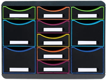 Exacompta Schubladenbox STORE-BOX MULTI 313914D 11Sch&uuml;be harlekin/sw