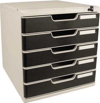 Exacompta Schubladenbox MODULO 331014D A4 5 Sch&uuml;be sw +Schloss
