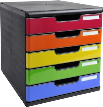 Exacompta Schubladenbox Modulo 301798D A4+ 5Sch&uuml;be sw/harlekin