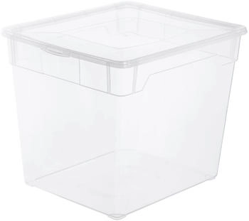 Rotho CLEAR Clearbox mit QR-Code Aufbewahrungsbox transparent 1410200096 Füllmenge; 31 Liter Maße (L x B x H): 400 x 335 x 330 mm