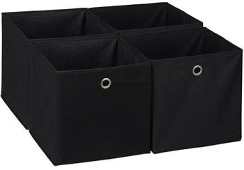 Relaxdays Aufbewahrungsbox im 4er Set Schwarz ilber