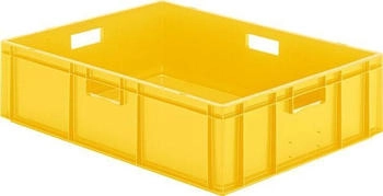 Lakape Transport-Stapelkasten 800x600x210 mm gelb geschlossen mit Griffloch