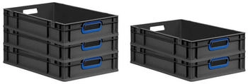 Proregal SparSet 5x Eurobox Nextgen Color HxBxT 12x40x60cm 23 Liter Griffe Blau Offen Schwarz Eurobehälter Transportbox Transportbehälter