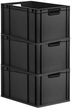 Proregal SuperSparSet 3x Eurobox Nextgen Color HxBxT 32x40x60cm 65 Liter Griffe Schwarz Offen Schwarz Eurobehälter Transportbox Transportbehälter