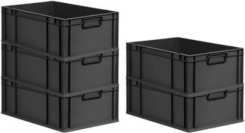 Proregal SparSet 5x Eurobox Nextgen Color HxBxT 22x40x60cm 44 Liter Griffe Schwarz Geschlossen Schwarz Eurobehälter Transportbox Transportbehälter