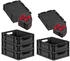 Proregal SuperSparSet 5x Eurobox Nextgen Grip Mit Scharnierdeckel Und Roten Verschlüssen HxBxT 12x30x40cm 11 Liter Schwarz Griffe Offen