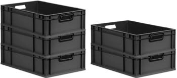 Proregal SuperSparSet 5x Eurobox Nextgen Color HxBxT 17x40x60cm 34 Liter Griffe Schwarz Offen Schwarz Eurobeh&auml;lter Transportbox Transportbeh&auml;lter