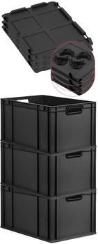 Proregal SuperSparSet 3x Eurobox Nextgen Color Mit Auflagedeckel HxBxT 32x40x60cm 65 Liter Schwarz Griffe Schwarz Offen Eurobehälter Transportbox