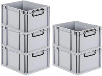 Proregal SparSet 5x Eurobox Nextgen Color HxBxT 22x30x40cm 20 Liter Griffe Schwarz Geschlossen Grau Eurobeh&auml;lter Transportbox Transportbeh&auml;lter