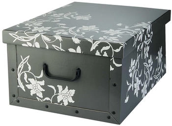 Home4You Aufbewahrungsbox 51 x 37 cm Grau recycelter Karton mit Ranken