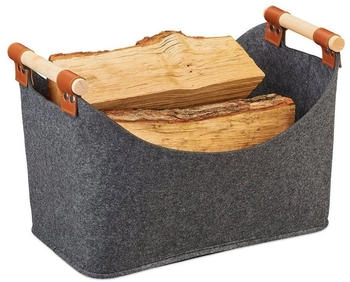 Relaxdays Filztasche mit Holzgriffen Anthrazit ellbraun