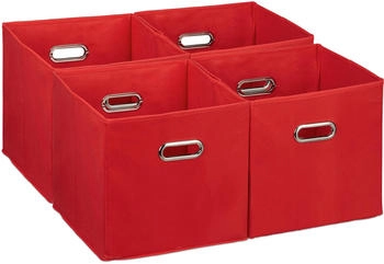 Relaxdays Aufbewahrungsbox im 4er Set Rot ilber