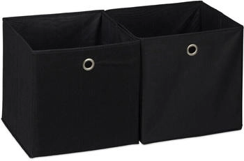 Relaxdays 12 x Aufbewahrungsbox Stoff schwarz Schwarz