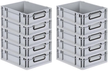 Proregal SparSet 10x Eurobox Nextgen Color HxBxT 12x30x40cm 11 Liter Griffe Schwarz Geschlossen Grau Eurobeh&auml;lter Transportbox Transportbeh&auml;lter