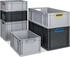 Proregal SuperSparSet 10x Eurobox Nextgen Grip Mit Scharnierdeckel Und Schwarzen Verschlüssen HxBxT 32x30x40cm 30 Liter Schwarz Griffe Offen