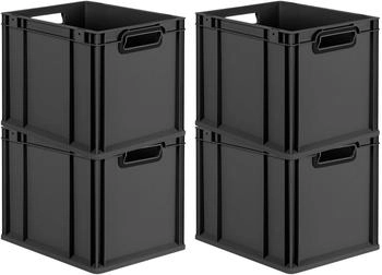 Proregal SuperSparSet 4x Eurobox Nextgen Color HxBxT 32x30x40cm 30 Liter Griffe Schwarz Offen Schwarz Eurobeh&auml;lter Transportbox Transportbeh&auml;lter