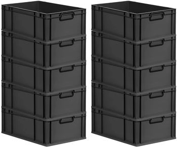 Proregal SparSet 10x Eurobox Nextgen Color HxBxT 22x40x60cm 44 Liter Griffe Schwarz Geschlossen Schwarz Eurobeh&auml;lter Transportbox Transportbeh&auml;lter