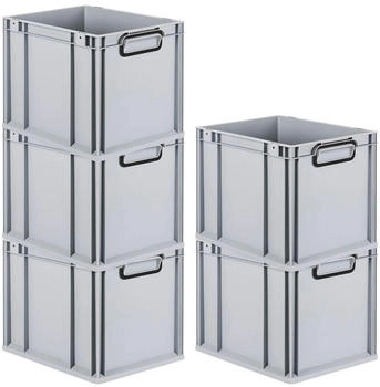 Proregal SparSet 5x Eurobox Nextgen Color HxBxT 32x30x40cm 30 Liter Griffe Schwarz Geschlossen Grau Eurobeh&auml;lter Transportbox Transportbeh&auml;lter