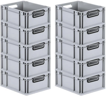 Proregal SuperSparSet 10x Eurobox Nextgen Color HxBxT 17x30x40cm 16 Liter Griffe Schwarz Offen Grau Eurobehälter Transportbox Transportbehälter