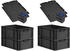 Proregal SuperSparSet 4x Eurobox Nextgen Grip Mit Scharnierdeckel Und Blauen Verschlüssen HxBxT 22x40x60cm 44 Liter Schwarz Griffe Geschlossen