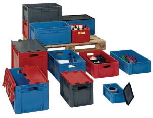 Lakape La-ka-pe Transportbehälter L400xB300xH270mm rot PP Schwerlast Seitenwände geschl.