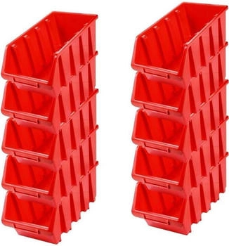 Proregal SuperSparSet 10x Sichtlagerbox 4 HxBxT 15,5 x 20,4 x 34 cm Polypropylen Rot