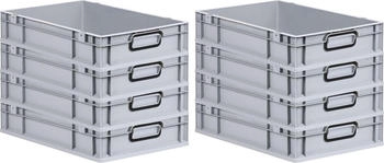 Proregal SuperSparSet 8x Eurobox Nextgen Color HxBxT 12x40x60cm 23 Liter Griffe Schwarz Geschlossen Grau Eurobeh&auml;lter Transportbox Transportbeh&auml;lter