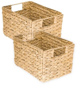 HMF 37242 Aufbewahrungskorb Faltbarer Korb Geflochten Wasserhyazinthe Seegras Größe M 32 x 23 x 20 cm 2er Set