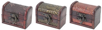 HMF 6415-108 Schatztruhe 3er Set Schatzkiste Holzkiste Ringbox 8 x 5 x 6 cm Hochzeitsgeschenk