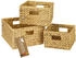 HMF 37245 Aufbewahrungskorb Korb Geflochten Wasserhyazinthe Quadratisch 3er Set 22 + 26 + 30 cm Natur