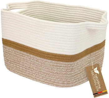 HMF Aufbewahrungskorb Griffen Korb Baumwolle 36 x 30 x 25 cm Weiß-Braun