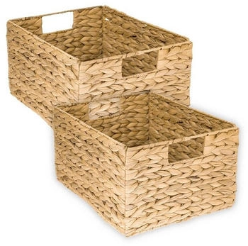 HMF Aufbewahrungskorb Faltbarer Korb Geflochten Wasserhyazinthe Seegras 36 x 28 x 20 cm 2er Set