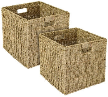 HMF Aufbewahrungskorb Korb Geflochten Seegras Kallax 32 x 34 x 32 cm 2er Set