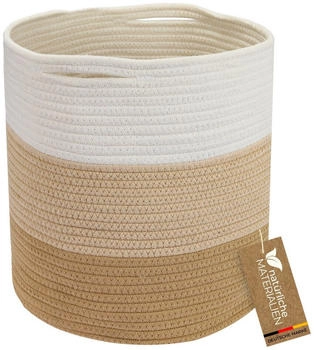 HMF Aufbewahrungskorb Versteckten Griffen Runder Korb Kallax 31 x 31 cm Wei&szlig;-Braun