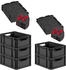 Proregal SuperSparSet 5x Eurobox Nextgen Grip Mit Scharnierdeckel Und Roten Verschlüssen HxBxT 17x30x40cm 16 Liter Schwarz Griffe Offen